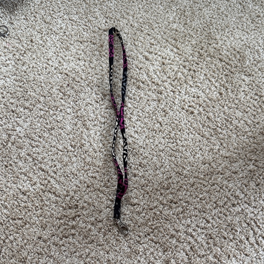 Vera Bradley Black and Pink Lanyard